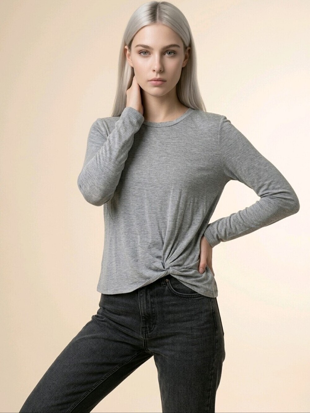 🙋Vanilla Star gray long sleeved shirt Size M